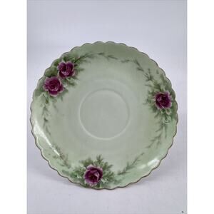 Tea Cup Saucer O&EG Royal Green w/Gold Trim Austria 6-Inch Diameter VTG Retired